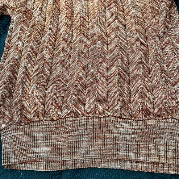 y2k Crochet Knit Top INC Sweater Metallic Embellished Disco Grandma Gold - Picture 12 of 16